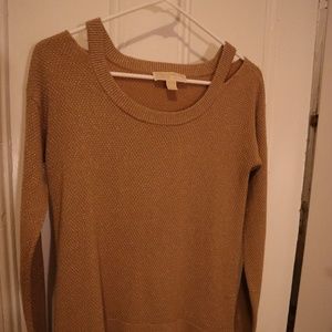 Michael Kors Gold Sparkle Cold Shoulder Sweater